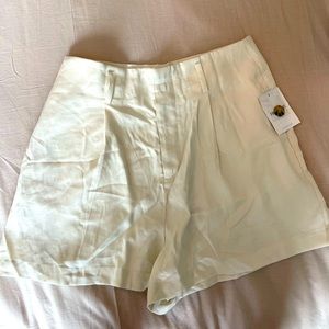 F21 Tailored Cream Pleated Shorts